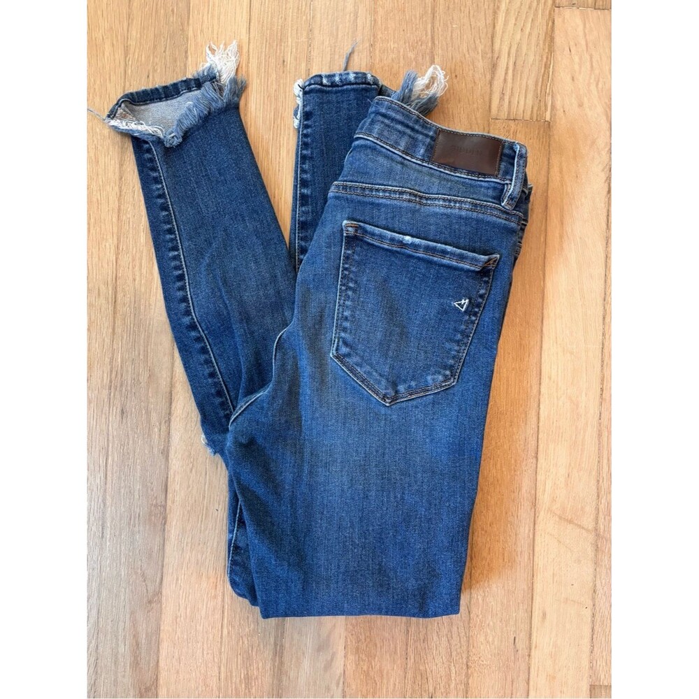 Hidden Jeans Size 26 Distressed Skinny Raw Hem Medium Wash Denim